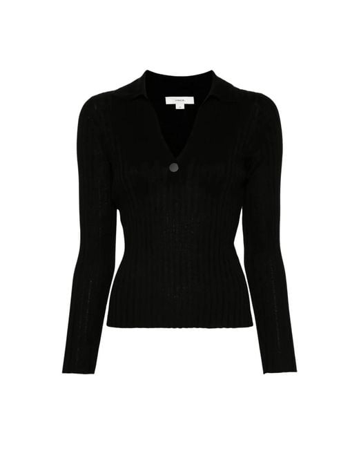 Vince Elegante Zwarte Wol Zijde Polo in het Black
