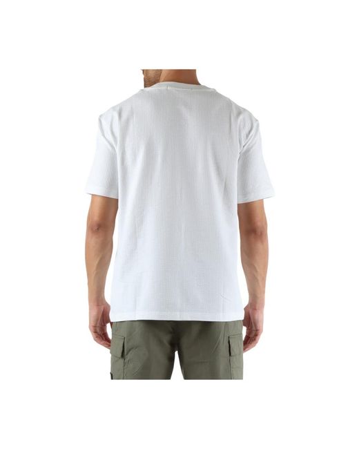 Calvin Klein Stretch-baumwoll-t-shirt mit fronttasche in White für Herren