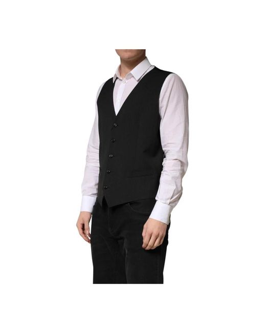 Dolce & Gabbana Black Waistcoats for men