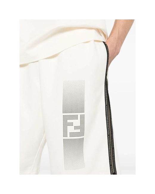 Fendi Gestreifte seitenmesh-detail-shorts in White für Herren
