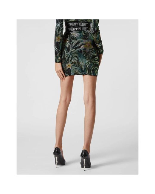 Philipp Plein Rokken ,Groen ,Polyester Crystal Mini Skirt Hawaii in het Green