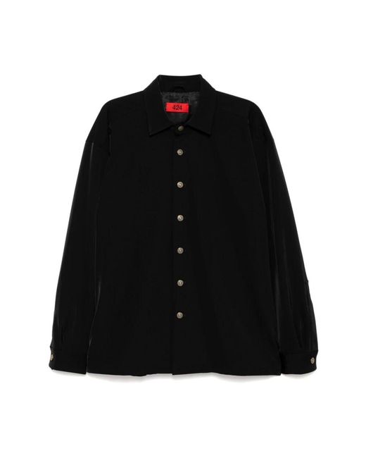 424 Schwarzes button-up hemd klassischer stil in Black für Herren