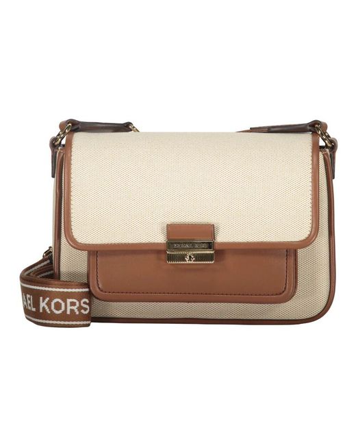 Michael Kors Natural Canvas Crossbody Tasche Mit Eco-Leder Details