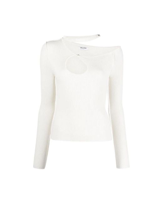 Julfer White Round-Neck Knitwear