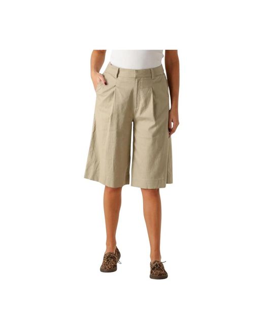 Gestuz Korte Broeken ,Groen ,Linnen Gzizza Linnen Shorts in het Natural