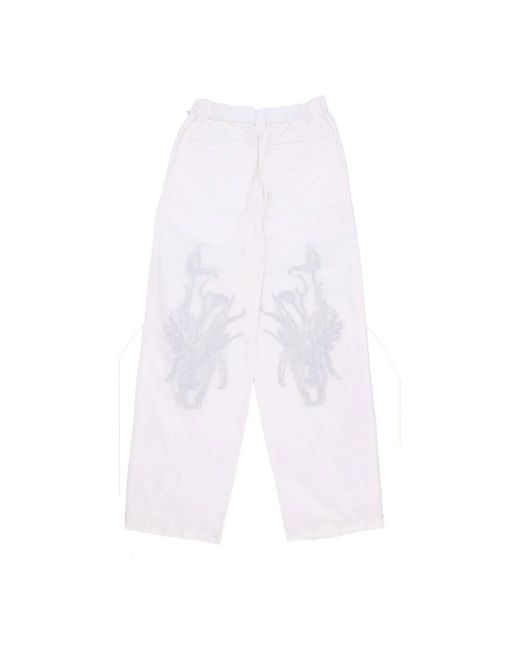 Obey White Plissierte Passende Sets Weite Hosen