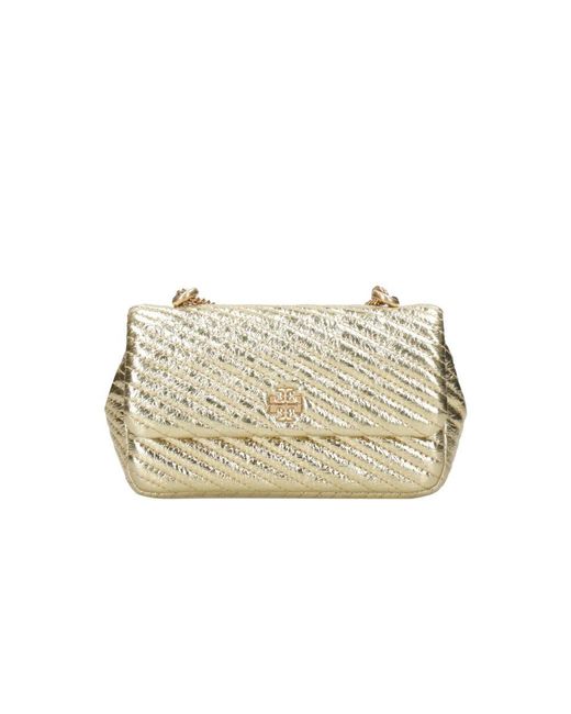 Tory Burch Natural Goldene vintage stepp schultertasche