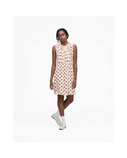 Marc Jacobs Kleedjes ,Lips Pleated Midi Dress in het Pink