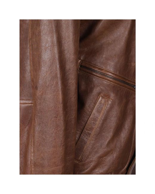Leather Jackets Saint Laurent de color Brown