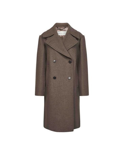 Dries Van Noten Jassen ,Wol Wollen Blend Double-Breasted Jas in het Brown