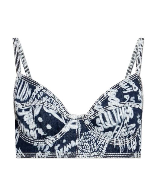 DSquared² Kort Denim Top in het Blue