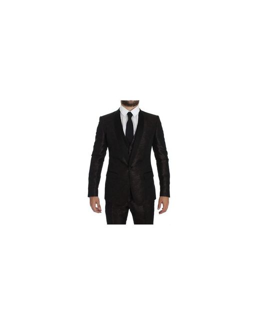 Dolce & Gabbana Brauner Schwarzer Glänzender 3-Teiliger Anzug in Black für Herren