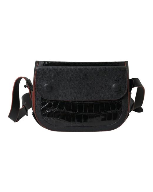Balenciaga Black Exotic Crocodile Leather Camera Bag