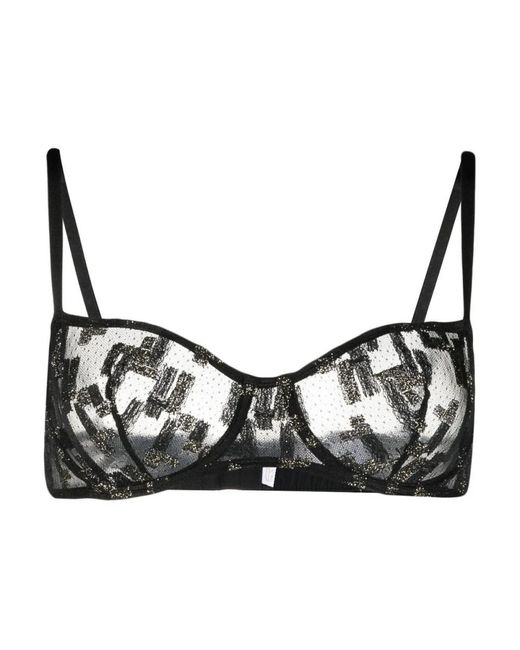 Eres Black Schwarz/ Blumiger Lurex Bh Dessous