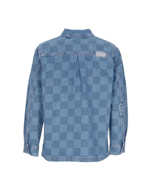 Vans Jassen ,Blauw ,Denim Check Denim Printed Jacket in het Blue