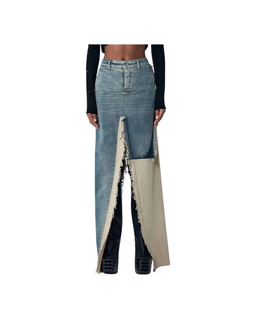 Rick Owens Blue Denim Skirts