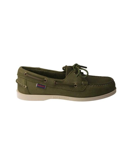 Sebago Handgefertigte Grüne Leder-Bootsschuhe in Green für Herren