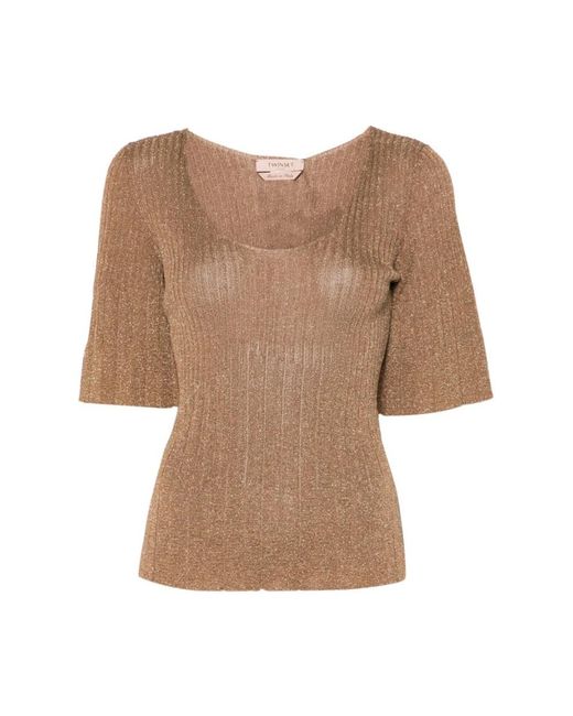 Twinset Brown Round-Neck Knitwear