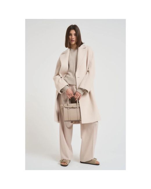 Max Mara Cappotto Midi Doppiopetto in het Natural