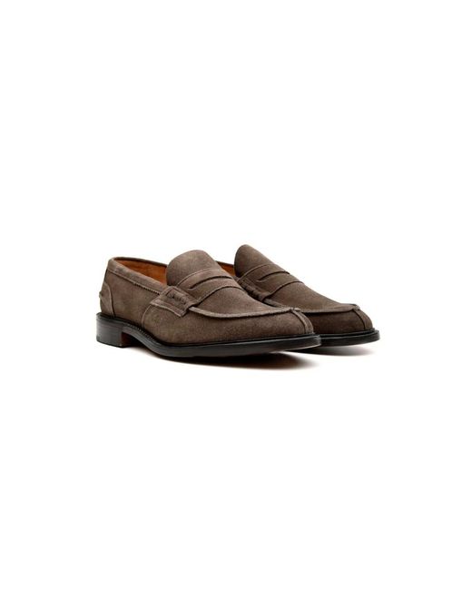 Tricker's Schoenen ,Grijs ,Suède James Suede Grijze Platte Schoenen in het Brown voor heren