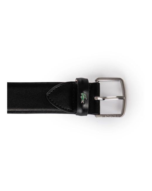 Lacoste Accessoires ,Zwart ,Leer Gladde Leren Riem in het Black voor heren