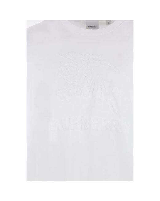 Burberry Weißes jersey-baumwoll-t-shirt mit equestrian teddy logo in White für Herren