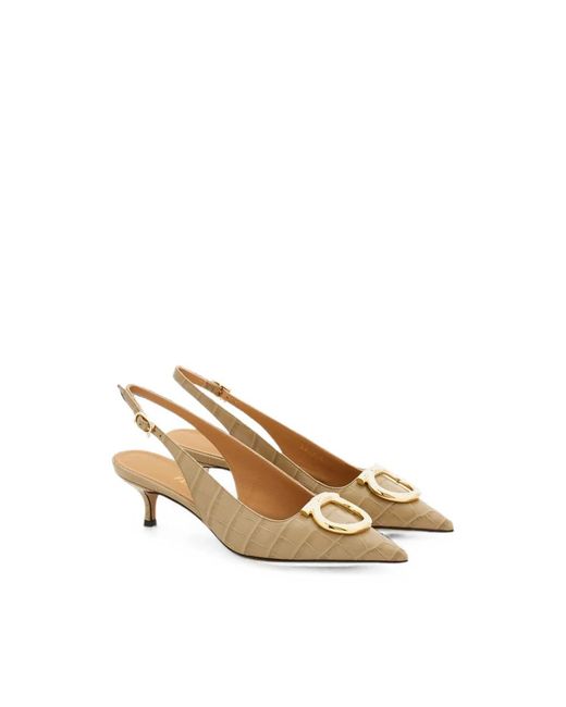 Ferragamo Natural Damen Maxi Gancini Slingback Größe