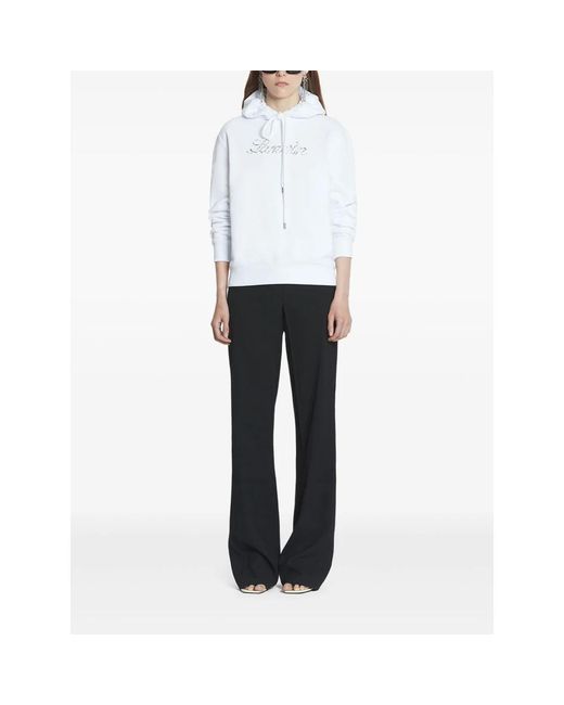 Lanvin Hoodies & Sweatvesten ,Wit ,Katoen Hoodie Met Geborduurd Manuscriptlogo in het White