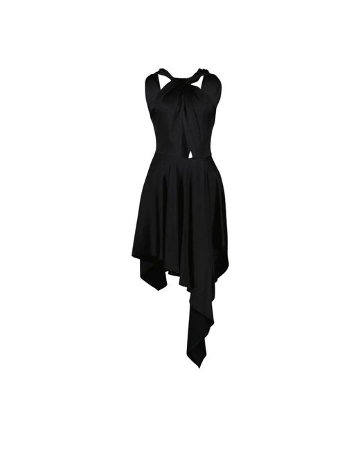 Stella McCartney Black Asymmetrisches kleid viskose rückenfrei bindetop