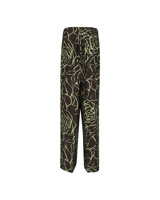Dries Van Noten Green Wide Trousers