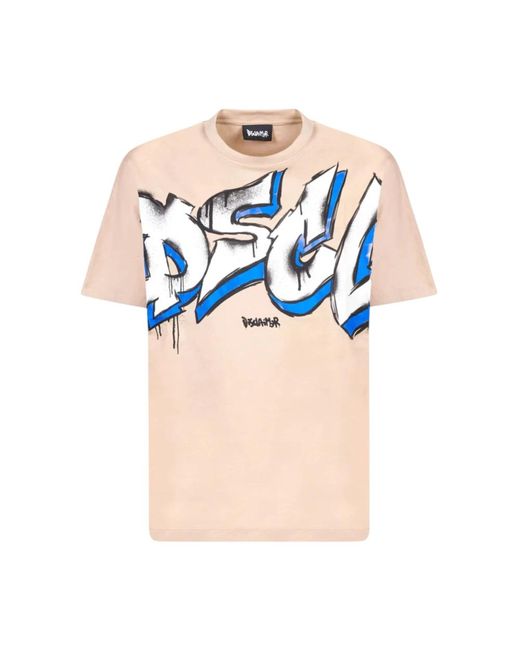 DISCLAIMER Modernes Logo-Print Kurzarm-T-Shirt in Blue für Herren
