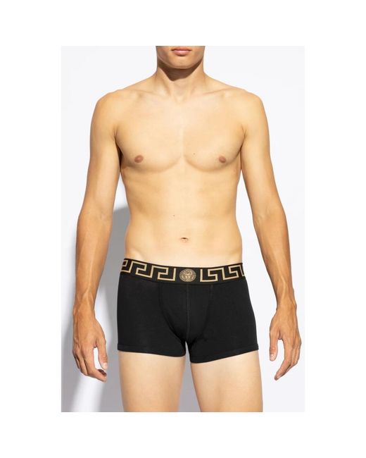 Versace Ondergoed ,Zwart ,Katoen Twee-Pack Boxershorts Met Logo in het Black voor heren