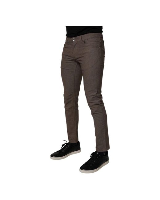 Slim-Fit Trousers di Dolce & Gabbana in Black da Uomo
