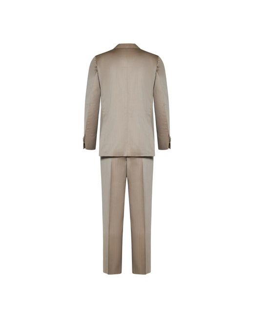Franzese Collection Kostuums ,Wol Visgraat Double-Breasted Blazer En Broek in het Natural voor heren