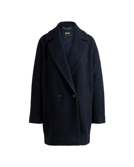Boss Blue Moderner Wollmantel Mit Lockerer Passform