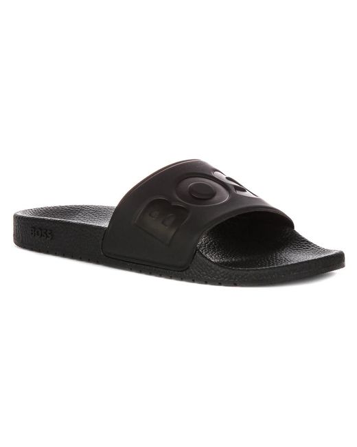 HUGO Black Sliders for men