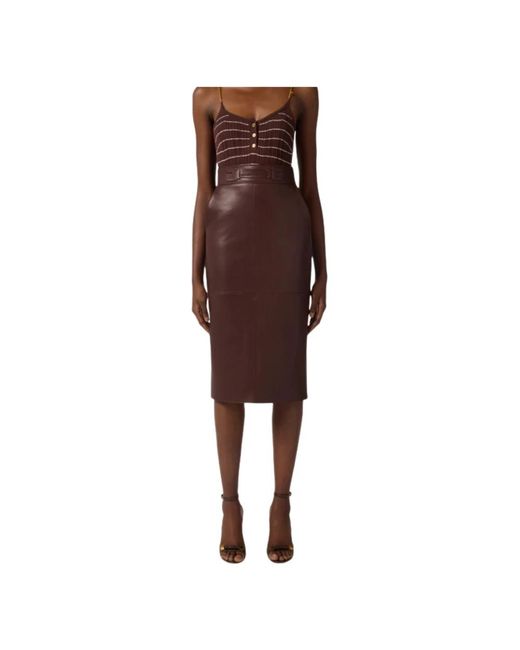 Elisabetta Franchi Brown Midi Skirts