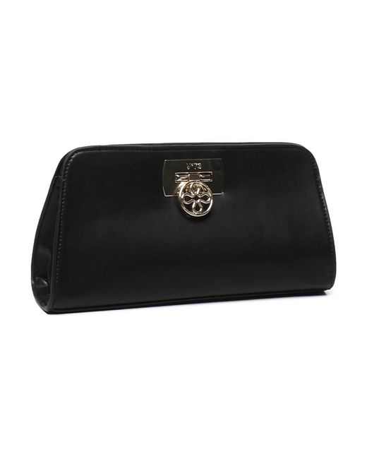 V73 Black Schwarze strukturierte clutch mit florone verschluss