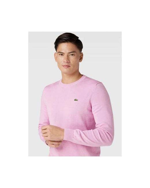 Lacoste Pink Round-Neck Knitwear for men