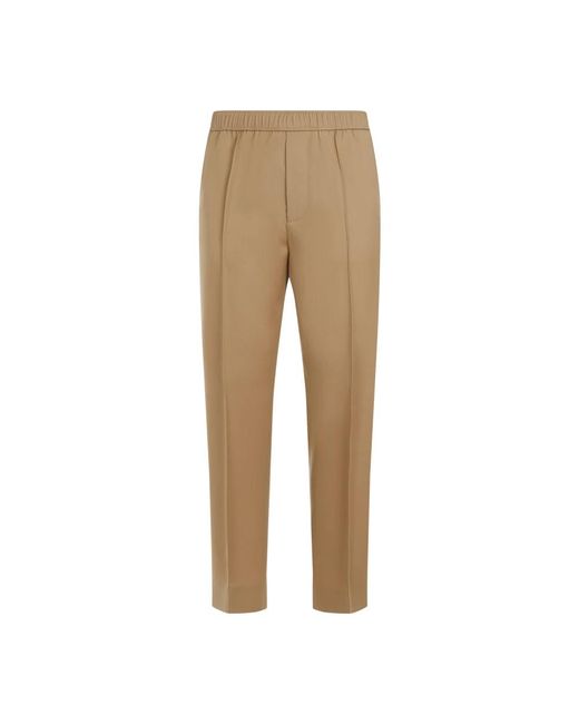 Pantaloni in lana marrone con elastico di Lanvin in Natural da Uomo