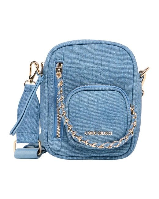 carlo colucci Krokodillenketting Handtas in het Blue