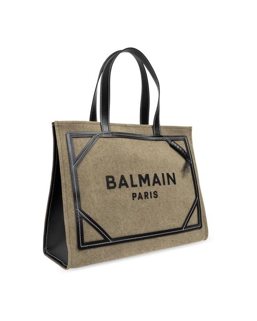 Balmain Metallic Shopper-tasche mit logo