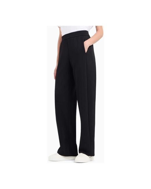 Pantalones Negros Doble Jersey Cintura Elástica, Mujer, Talla Emporio Armani de color Black