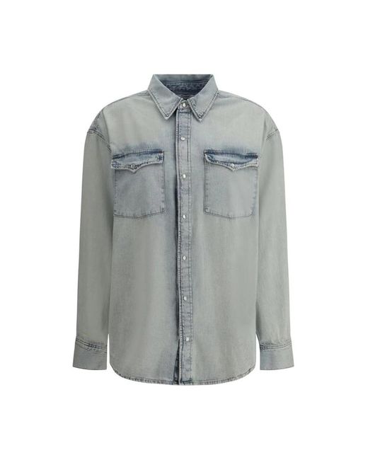 Camicia in denim con colletto classico di Re/done in Gray