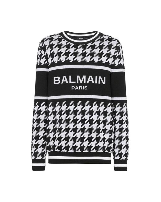 Balmain Black Round-Neck Knitwear for men