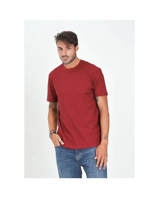 ARMANI EXCHANGE Bordeaux T-Shirt Mit Kurzen Ärmeln Jacquard Logo in Red für Herren