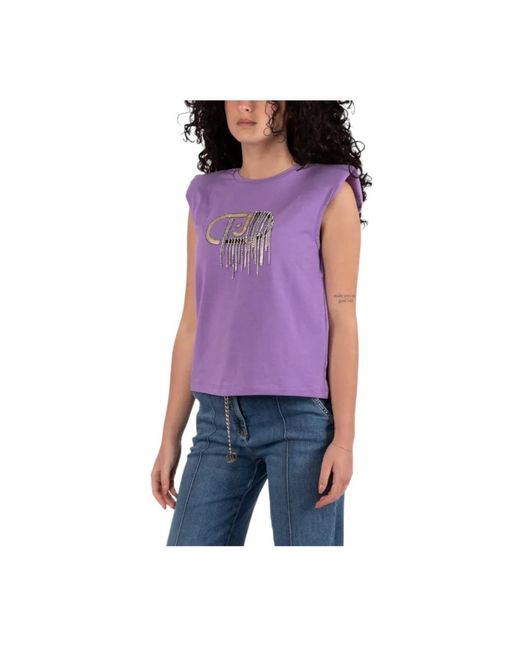 Liu Jo Purple Lässiges baumwoll-t-shirt für frauen