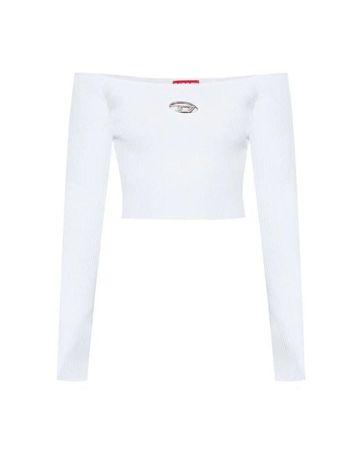 DIESEL Round-Neck Knitwear in het White