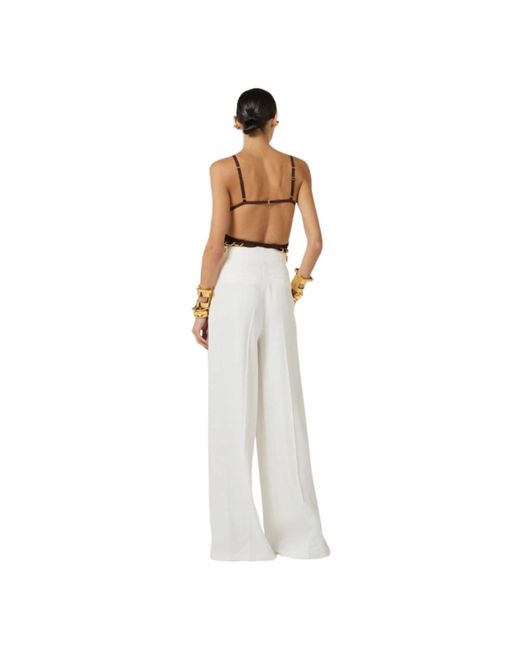 Elisabetta Franchi White Wide Trousers