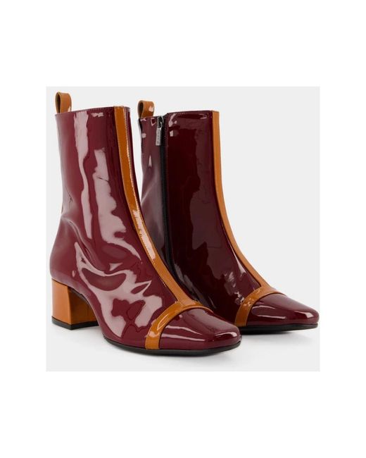 CAREL PARIS Red Kamel patentleder stiefeletten mit knöchelriemen